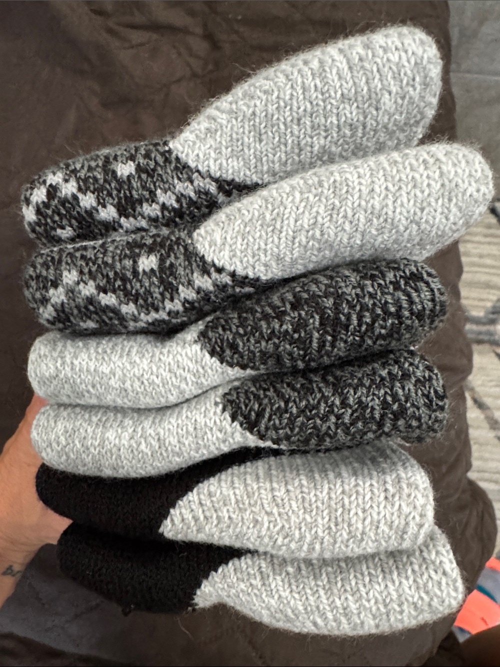 Avalanche Cozy Knit Socks - Black, Gray & White Trio - Picture 4 of 4